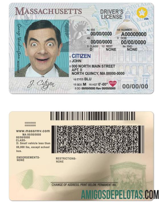 Carta de condução de Massachusetts nos EUA baixar para verificação